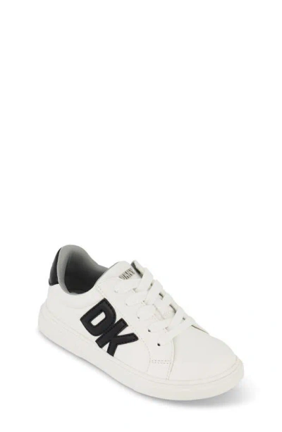 Dkny Kids' Little And Big Girls Celia Bonnie Court Lace Up Sneakers In Black / White