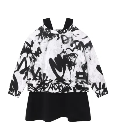 Dkny Kids Graffiti Print Dress In Black