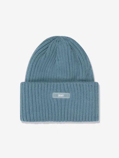 Dkny Kids Knitted Pull On Hat In Blue
