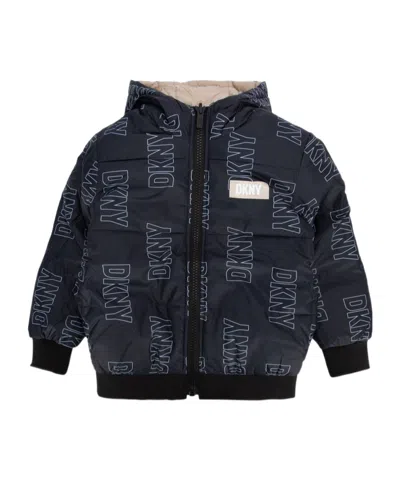 Dkny Kids Logo Puffer Jacket In Blue
