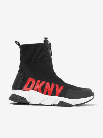 Dkny Kids Logo Sock Trainers In Black