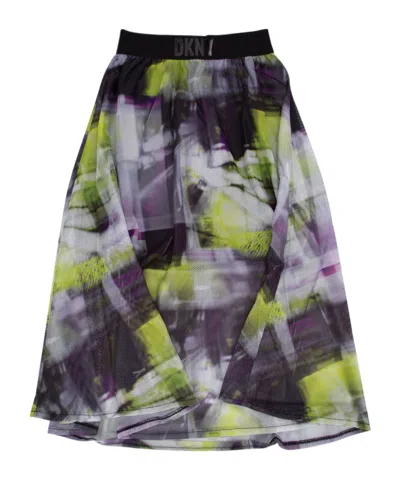 Dkny Kids Printed Mesh Skirt In Purple