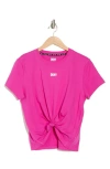 Dkny Knot Front Cotton T-shirt In Orchid Glow