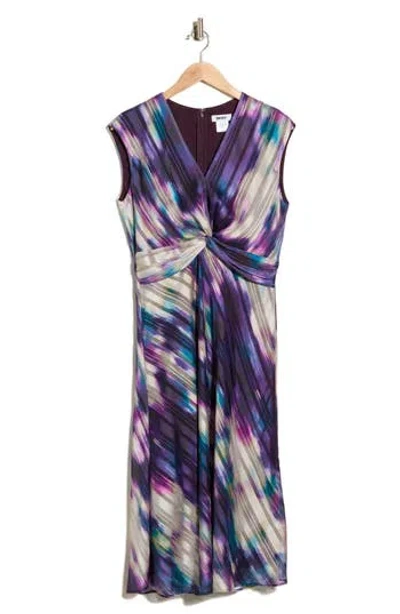 Dkny Knot Front Midi Dress In Multi