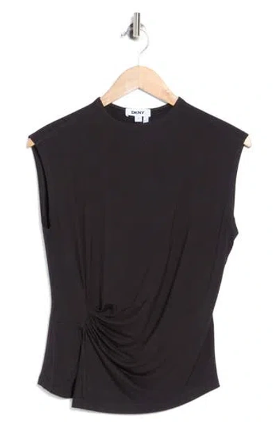 Dkny Knot Front Sleeveless Top In Black