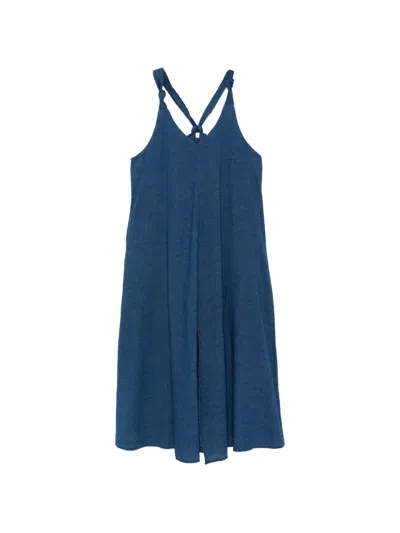 Dkny Knotted-strap Midi Dress In Blue