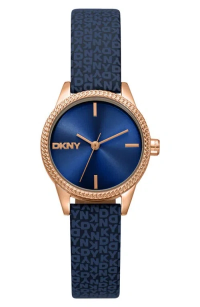 Dkny L 113 Leather Strap Watch In White