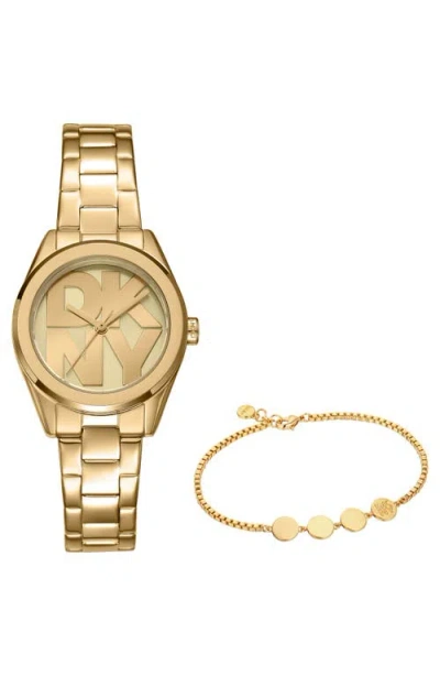 Dkny L 145 Bracelet Watch & Bracelet Set In Gold