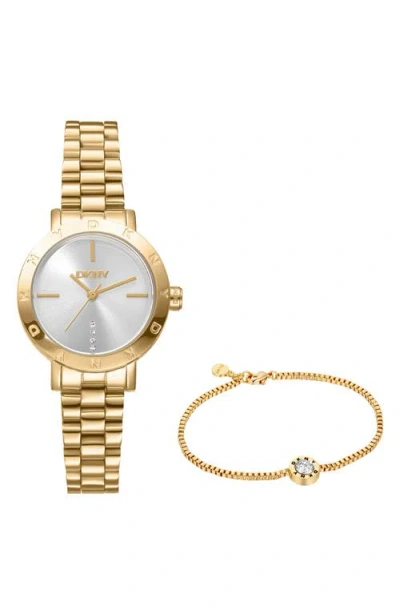 Dkny L 165 Bracelet Watch & Bracelet Set In Gold