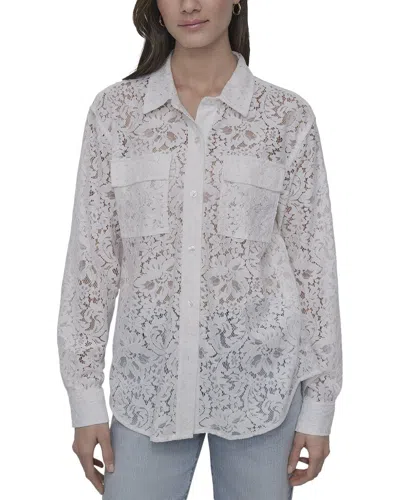 Dkny Lace Button Front Shirt In White