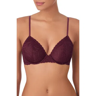Dkny Lace Deco Underwire Bra In Burgundy