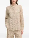Dkny Lace-detail Pocket Shirt In Brown