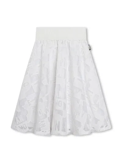 Dkny Kids' Lace Pleated Midi Skirt In White