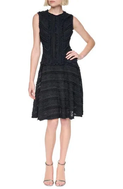 Dkny Lace Tiered A-line Dress In Black