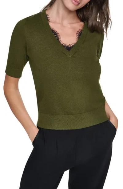 Dkny Lace Trim Sweater In Green