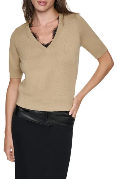 Dkny Lace Trim Sweater In Brown