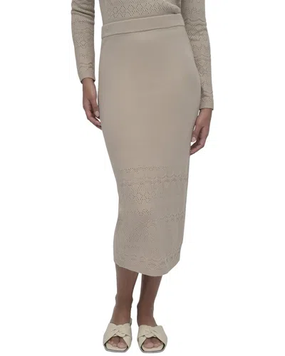 Dkny Lacey Stitch Midi Skirt With Side Slit In Gray