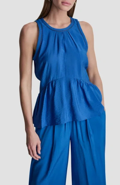 Dkny Ladder Lace Detail Sleeveless Top In Blue