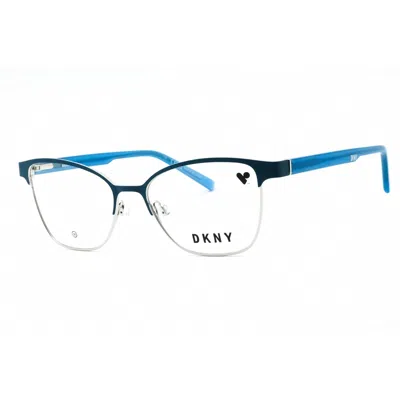 Dkny Ladies Silver Tone Rectangular Eyeglass Frames Dk3007 In Blue