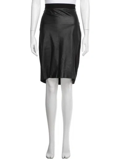 Pre-owned Dkny Lamb Leather Midi Length Skirt In Black