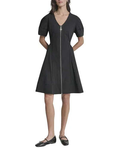 Dkny Lantern Silky Stretch Poplin Dress In Black