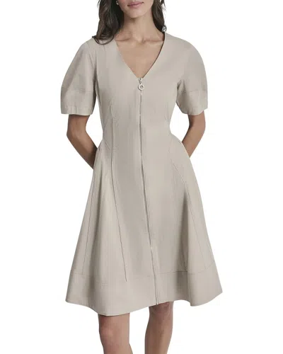 Dkny Lantern Silky Stretch Poplin Dress In Neutral