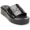 Dkny Laren-platform Slid Womens Slides Wedge Flatform Sandals In Black