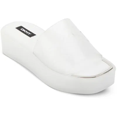 Dkny Laren-platform Slid Womens Slides Wedge Flatform Sandals In White