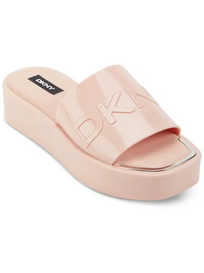 Dkny Laren Platform Slide Womens Slip On Logo Slide Sandals In Multi