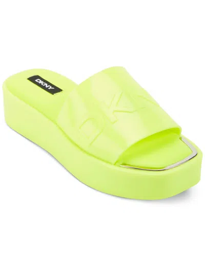 Dkny Laren Womens Slip On Casual Slide Sandals In Yellow