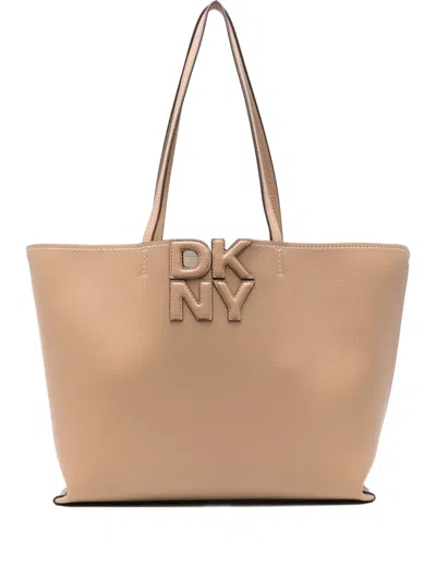 Dkny Large Logo-plaque Tote Bag In Neutral