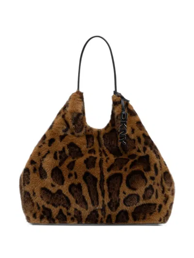 Dkny Large Paula Faux-fur Tote Bag In Brown