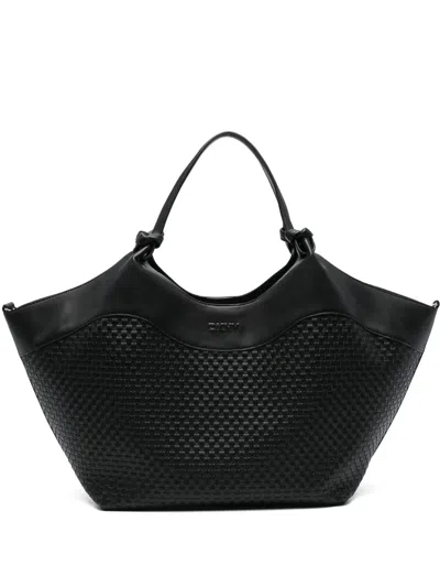 Dkny Large Paula Knotted Woven Tote Bag In Black