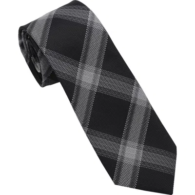 Dkny Large Plaid Tie In Black