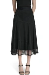 Dkny Leopard Print Shirt Mesh Midi Skirt In Black