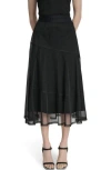 Dkny Leopard Print Shirt Mesh Midi Skirt In Black