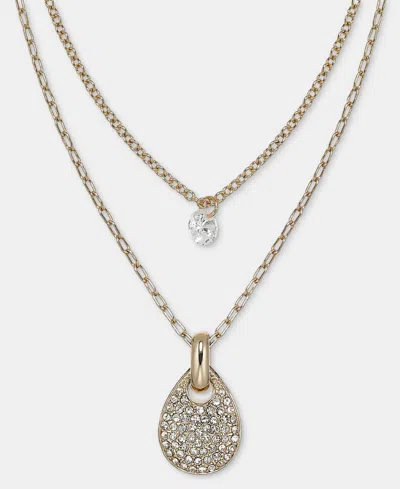 Dkny Layered Pendant Necklace, 16" + 3" Extender In Crystal