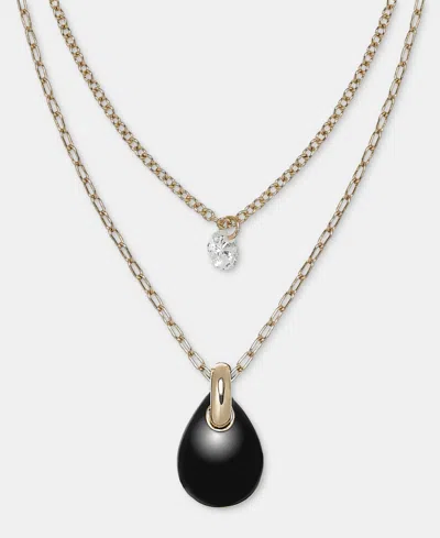 Dkny Layered Pendant Necklace, 16" + 3" Extender In Jet