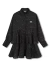 Dkny Layered Space-print Dress In Black