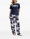 Dkny Leaf-print Drawstring Pyjamas In Blue
