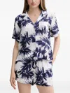 Dkny Leaf-print Pajama Set In Blue