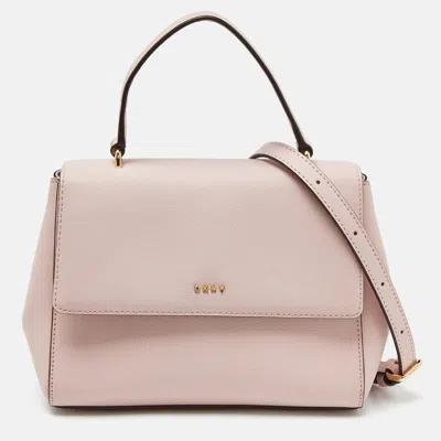 Dkny Leather Flap Top Handle Bag In Pink