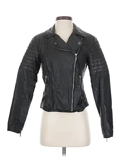 Pre-owned Dkny Leather Jacket In Black