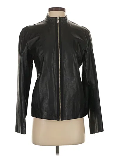 Pre-owned Dkny Leather Jacket In Black