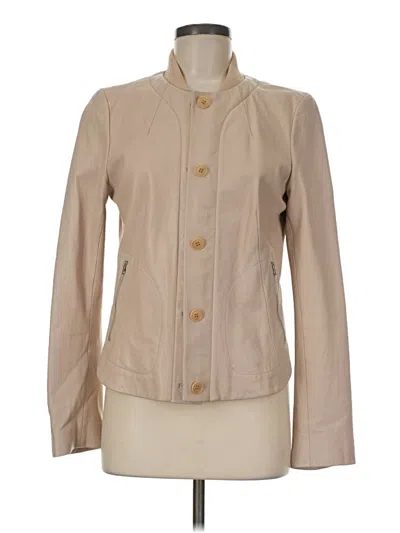 Pre-owned Dkny Leather Jacket In Tan