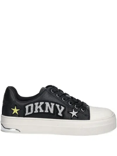 Dkny Leather Sneakers In Black
