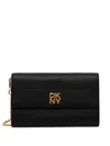 Dkny Leather Wallet On Chain In Black