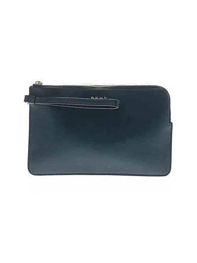 Pre-owned Dkny Leather Wristlet In Teal