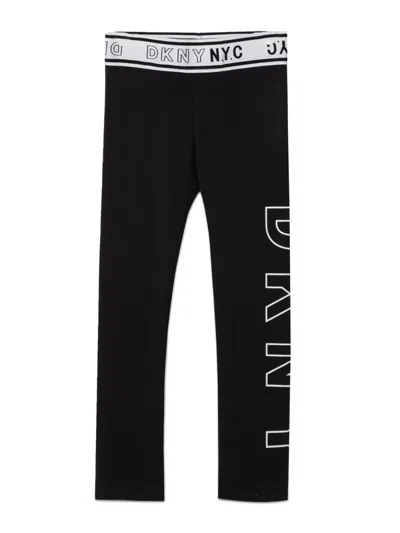 Dkny Kids' Leggings Con Stampa In Black