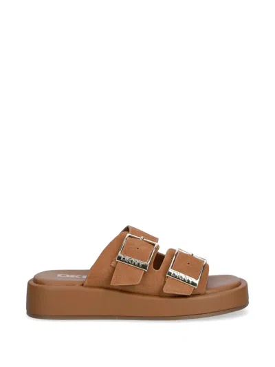 Dkny Leocadia Buckle-strap Sandals In Brown